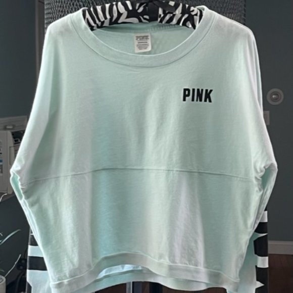 PINK Victoria's Secret Tops - SOLD Victoria's Secret PINK Cropped Top Mint Green Long Sleeve Size Small.